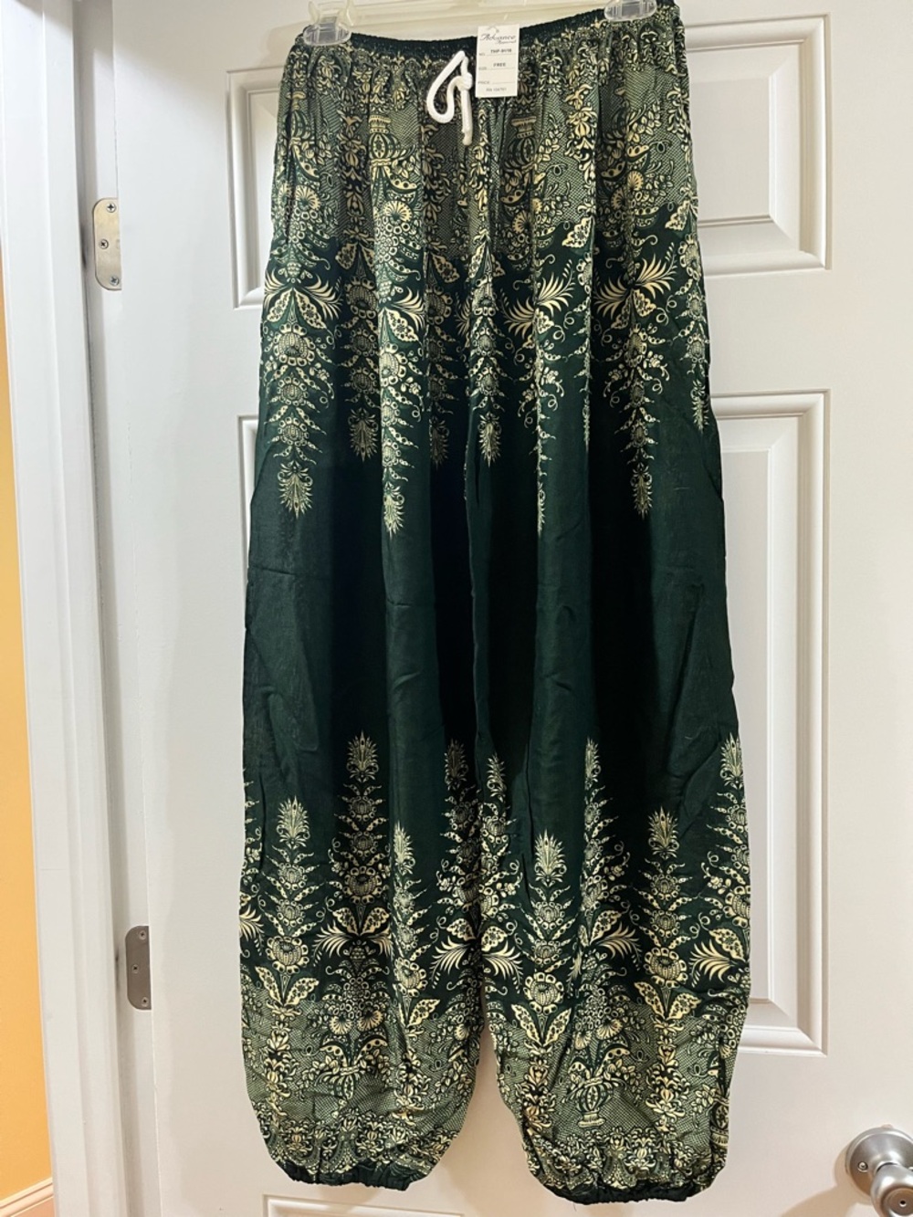 Boho Green Printed Elastic Waist lounge pants